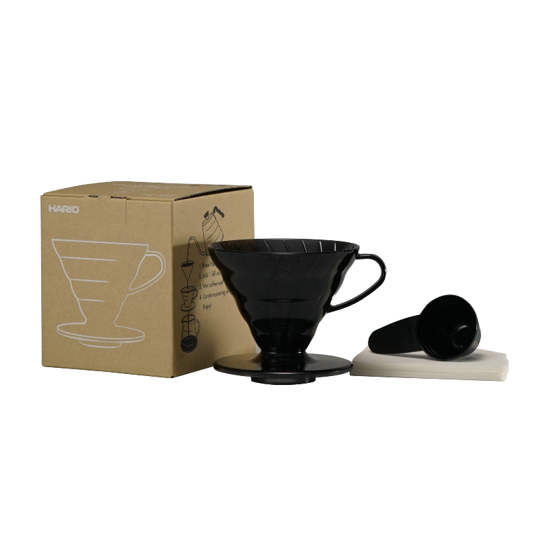 Hario V60 02 Siyah Şeffaf Plastik Dripper ve 40’lı Filtre Kağıdı Seti VD-02TB-UEX